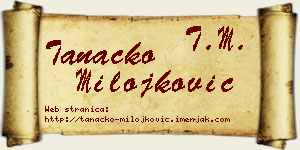 Tanacko Milojković vizit kartica